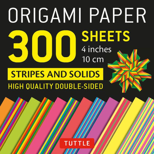 Origami Paper 300 Sheets Stripes And Solids 4" (10 Cm): Tuttle Origami Paper: Double-Sided Origami Sheets Printed With 12 Different Designs