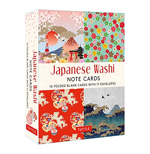 Japanese Washi, 16 Note Cards: 16 Different Blank Cards With 17 Patterned Envelopes