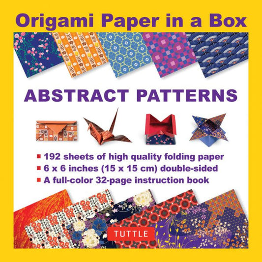 Origami Paper in a Box - Abstract Patterns: 192 Sheets of Tuttle Origami Paper: 6x6 Inch Origami Paper Printed with 10 Different Patterns: 32-page Instructional Book of 4 Projects