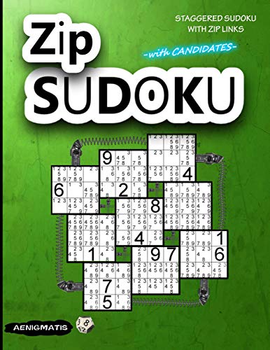 Zip Sudoku With Candidates: Staggered Sudoku With Zip Links