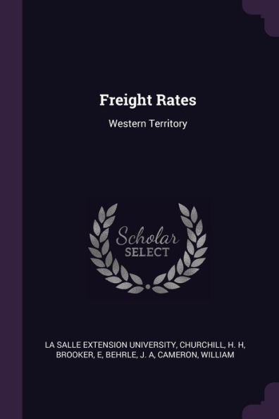 Freight Rates: Western Territory