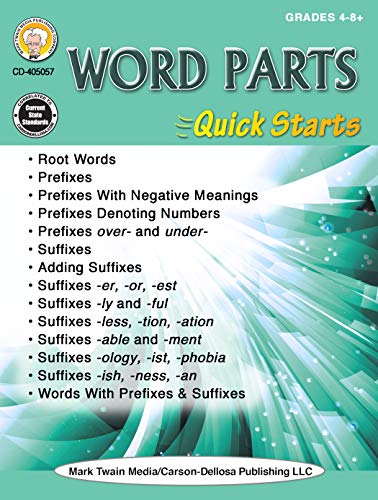 Mark Twain - Word Parts Quick Starts Workbook, Language Arts Resource Book, 64 Pages, Grades 4???12