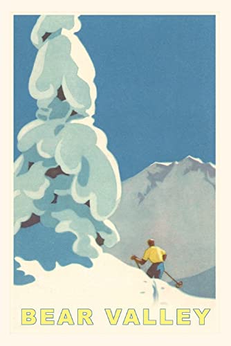 The Vintage Journal Big Snowy Pine Tree And Skier, Bear Valley (Pocket Sized