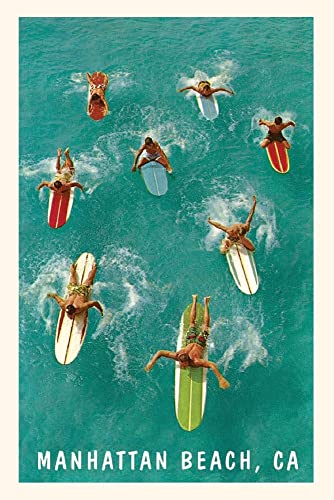 The Vintage Journal Surfers Paddling, Manhattan Beach (Pocket Sized