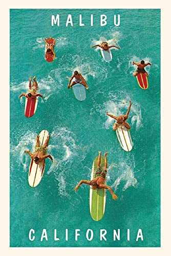 The Vintage Journal Surfers Paddling, Malibu, California (Pocket Sized