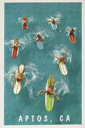 The Vintage Journal Surfers Paddling, Aptos, California (Pocket Sized