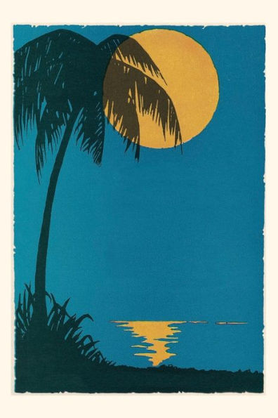 Vintage Journal Sunset Over Ocean With Palm Tree