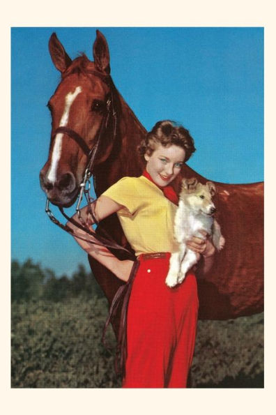 Vintage Journal Woman With Collie Puppy And Horse