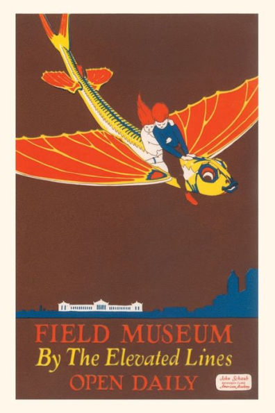 Vintage Journal Poster For Field Museum With Children On Giant Koi