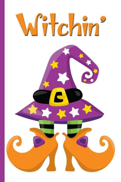 Witchin' Halloween Witch Shoes And Hat: College Ruled Notebook