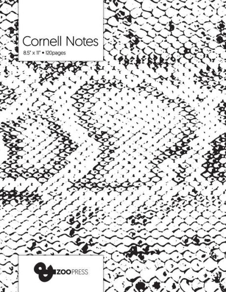 Cornell Notes : B&W Snake Skin Cover - Best Note Taking System for Students, Writers, Conferences. Cornell Notes Notebook. Large 8. 5 X 11 , 120 Pages. College Note Taking Paper, School Supplies