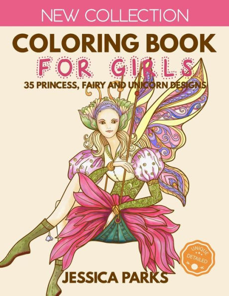 Coloring Book For Girls: 35 Gorgeous Princess, Fairy And Unicorn Designs For Girls, Kids And Adults - Part 1 (Adult Coloring Books by BRH OU)