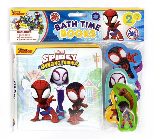 Spidey And His Amazing Friends Bath Time Books (Eva Bag) With Suction Cups And Mesh Bag