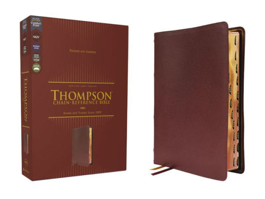 Nkjv, Thompson Chain-Reference Bible, Genuine Leather, Calfskin, Burgundy, Red Letter, Thumb Indexed, Comfort Print