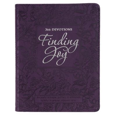 Finding Joy - 366 Devotions, Purple Floral Faux Leather Devotional For Women